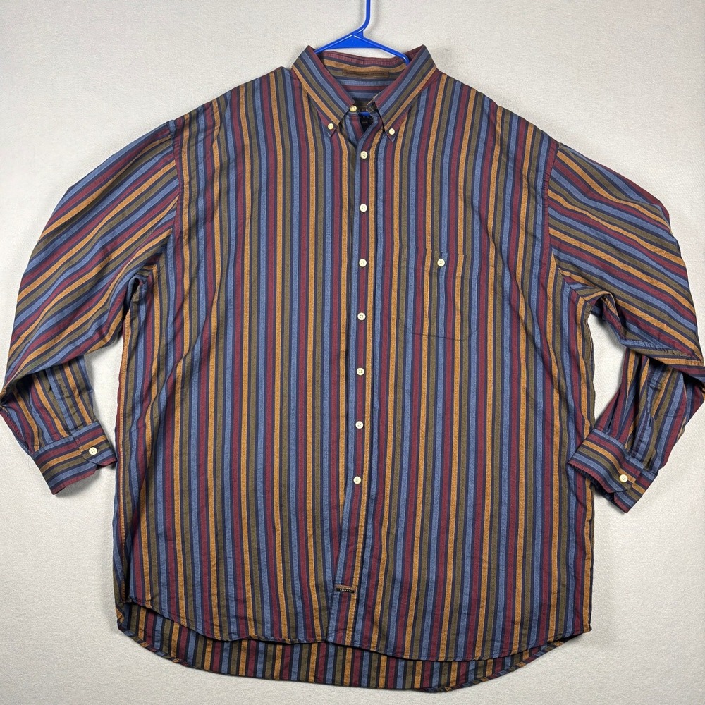 Robert Talbott Carmel Button Down Shirt Stripe 3XT Multicolor Tall Cotton